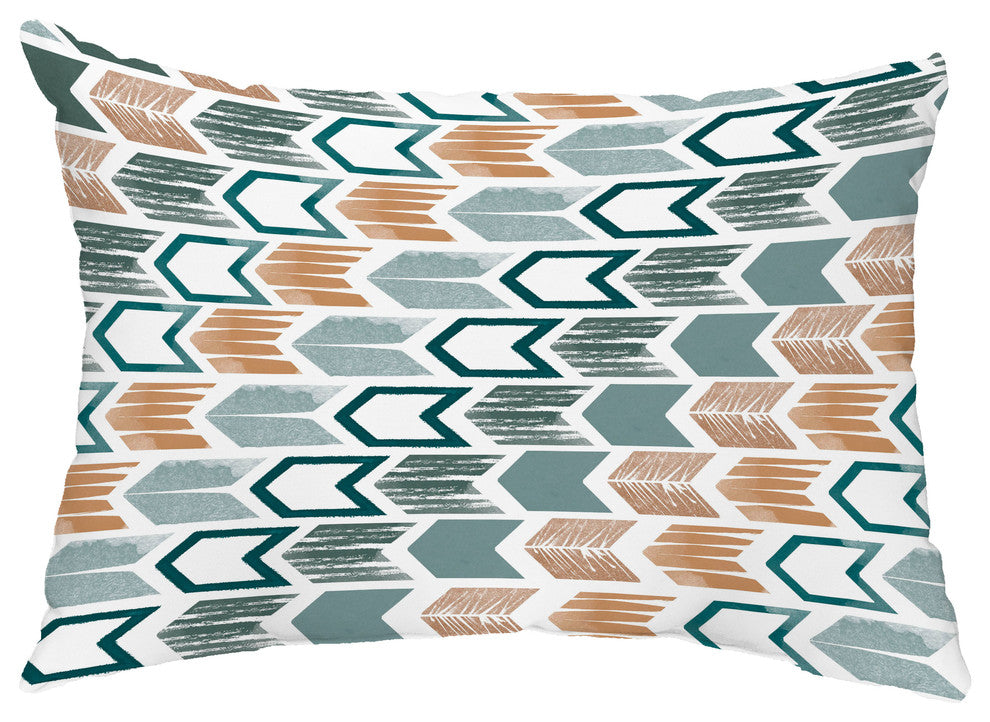 Arrow 14"x20" Abstract Decorative Outdoor Pillow, Teal