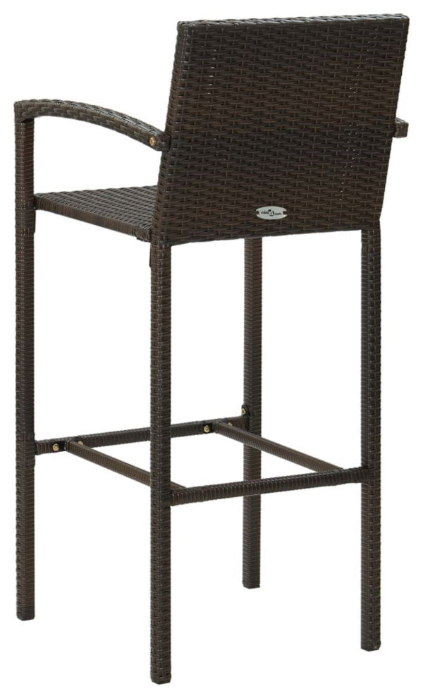 Vidaxl Bar Stools, Set of 2, Brown Poly Rattan