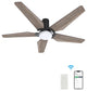 CARRO Smart Voice Control Ceiling Fan with Dimmable LED Light and Remote, Walnut, 52" Flush