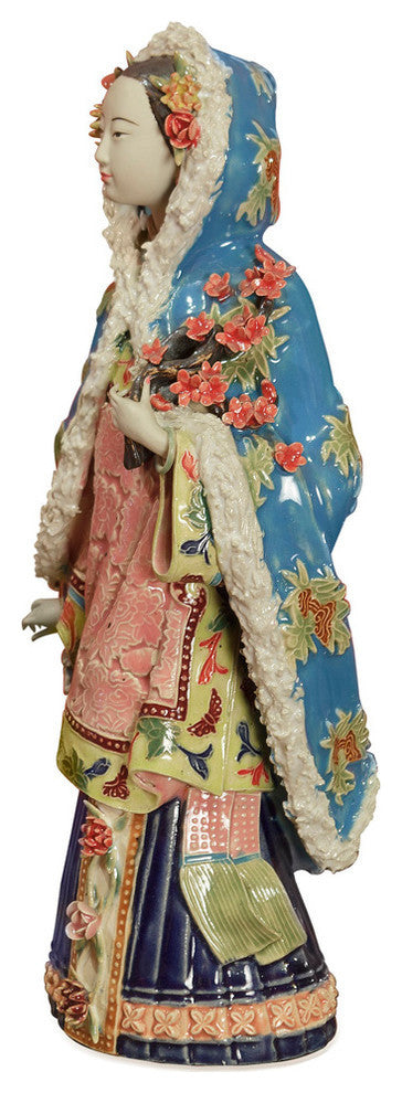 Chinese Porcelain Figurine, Lady in Winter Coat