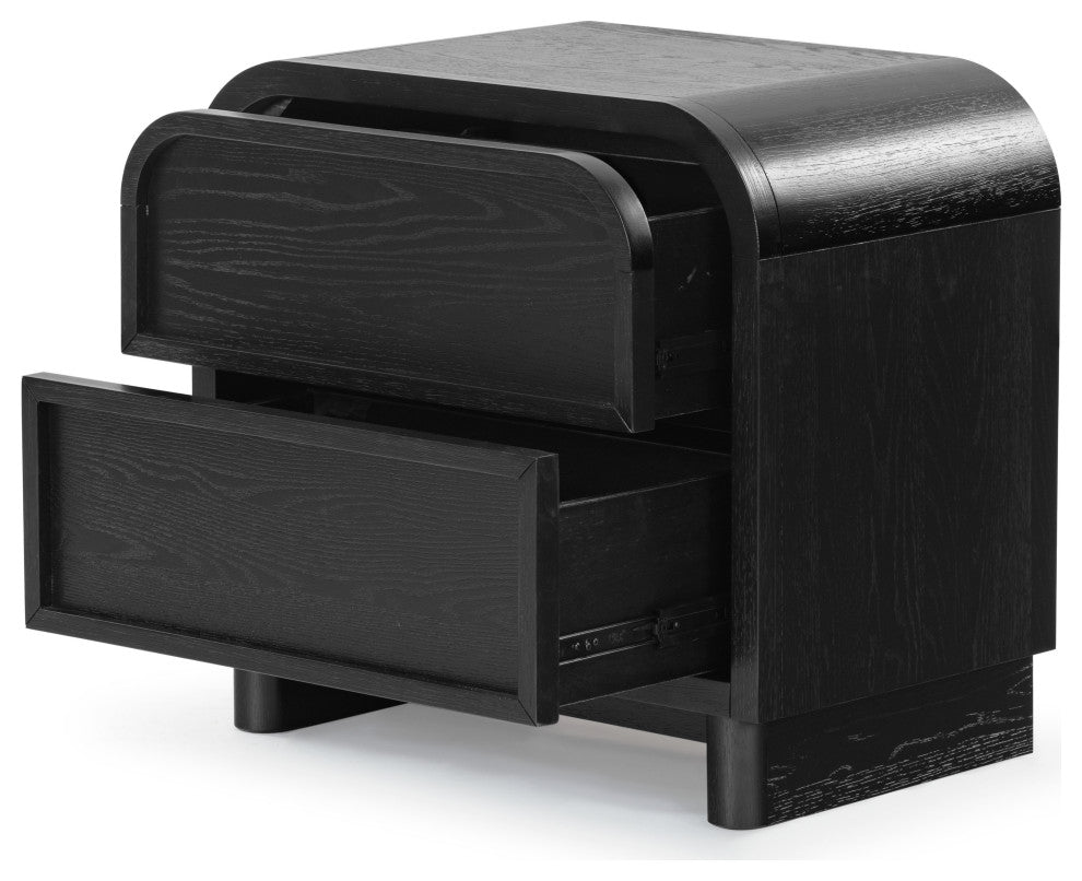 Safavieh Couture Dinah 2 Drawer Wood Nightstand, Black