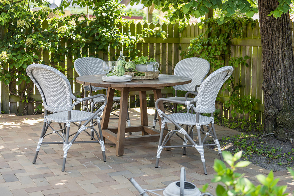 George Outdoor Teak Dining Table, 47" Dia., Natural