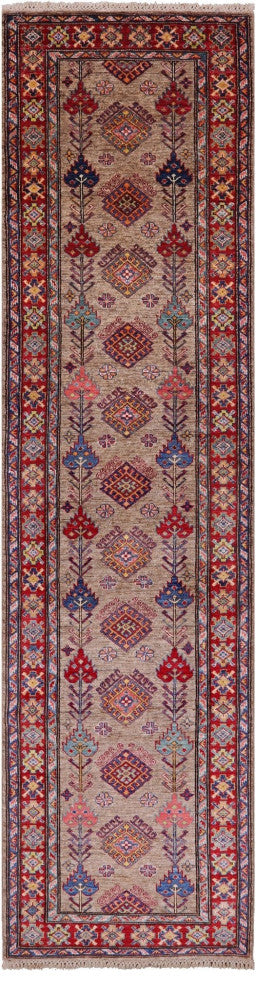 2' 6" X 10' 1" Super Kazak Hand Knotted Wool Runner Rug Q7495
