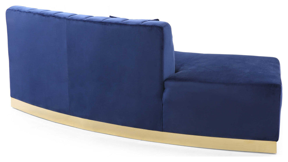 Brentwood 89 in. W Armless Velvet Curved Sofa, Blue