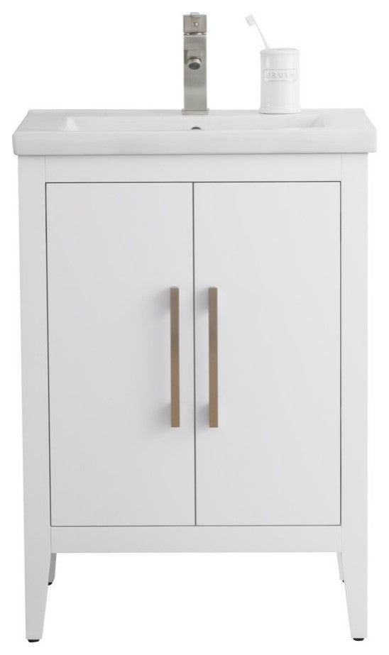 Vanity Art Bathroom Vanity With Sink, White, 24", Single Sink, Brushed Nickel