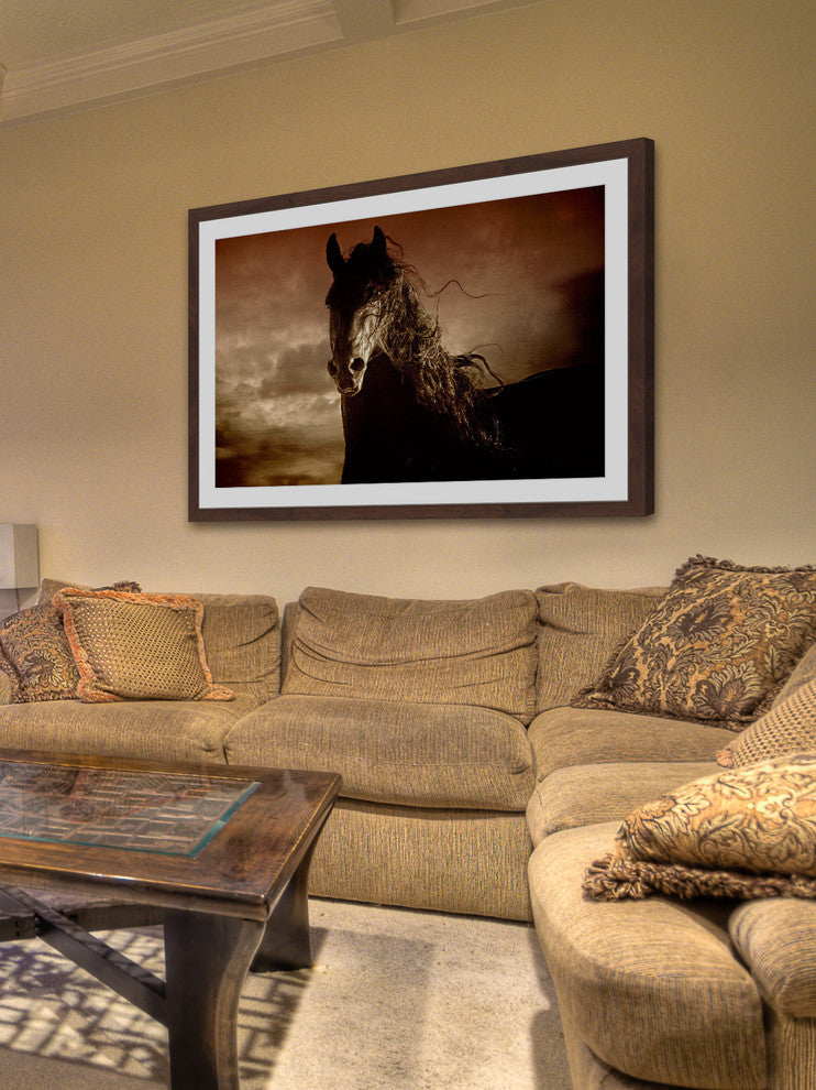 "Friesian Fire" Framed Painting Print, 36x24