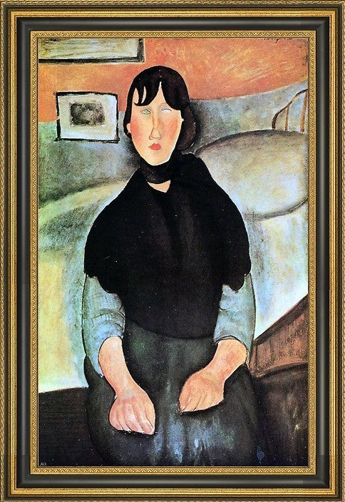 Amedeo Modigliani Dark Young Woman Seated by Bed