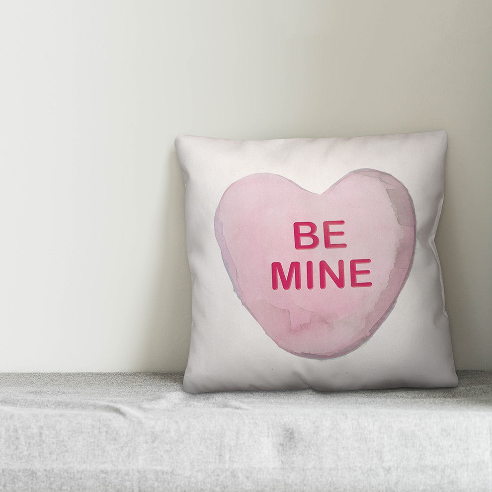 Be Mine Candy Heart 18x18 Throw Pillow
