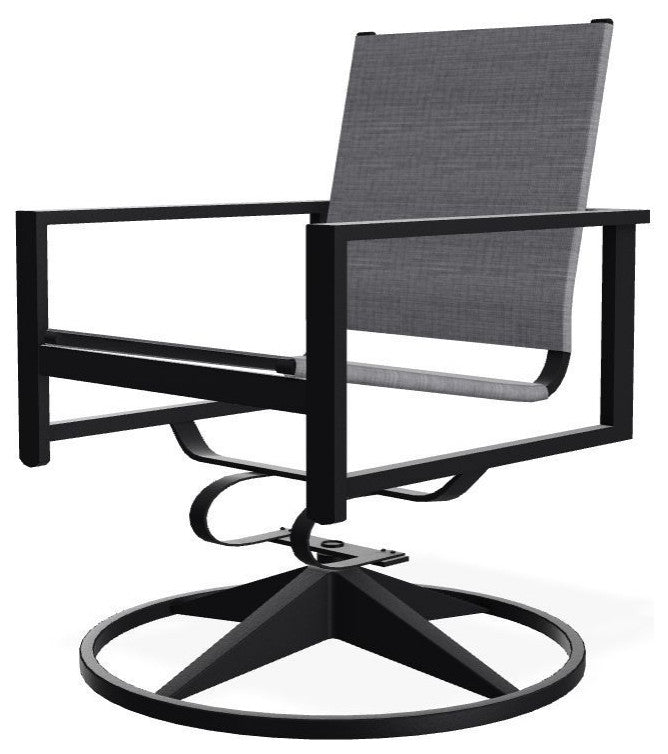 Tribeca Sling Outdoor Swivel Rocker, Augustine Pewter/Black