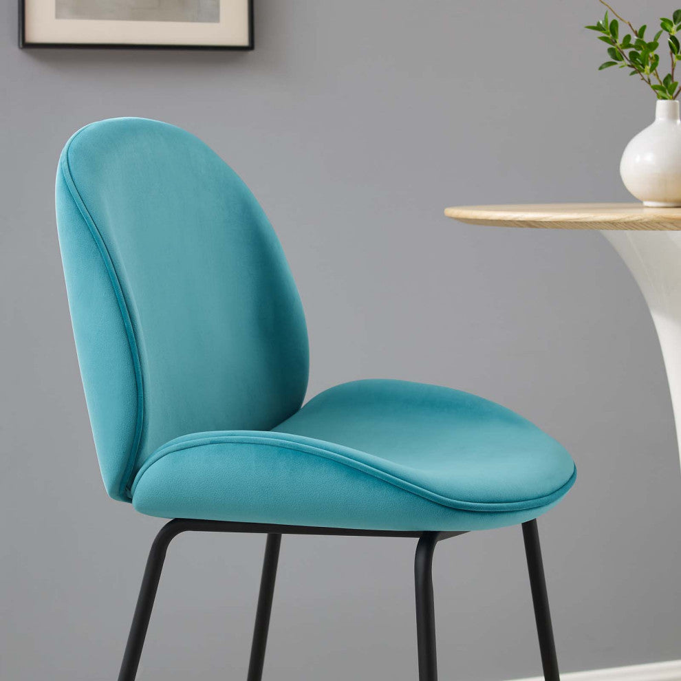 Bar Stool Chair Barstool, Velvet, Metal, Blue, Modern, Bar Pub Bistro Restaurant