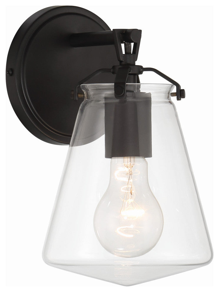 Crystorama Voss 1 Light Matte Black Sconce