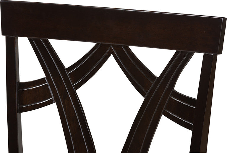 Sylvia Modern Gray Fabric and Dark Brown Finished Dining Chair, Set of 2