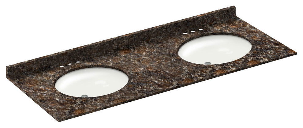 61x22 Tan Brown Granite Vanity Countertops, 4 Faucet Spread