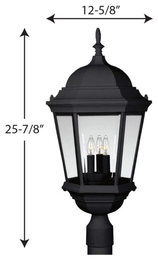 3-Light Post Lantern, Black