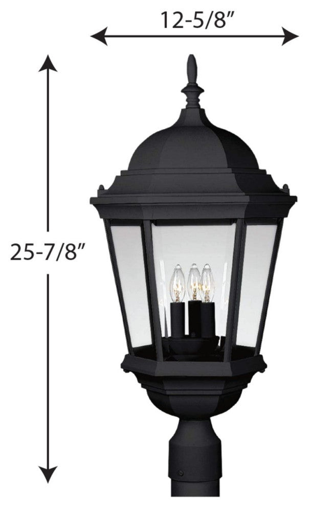 3-Light Post Lantern, Black