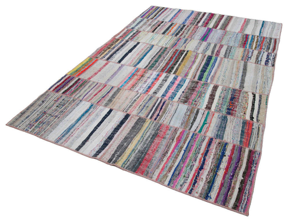 Rug N Carpet - Handmade Turkish 6' 5'' x 9' 6'' Unique Patchwork Kilim Rug