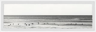 "Surfers Line Up" Framed Painting Print, 45x15