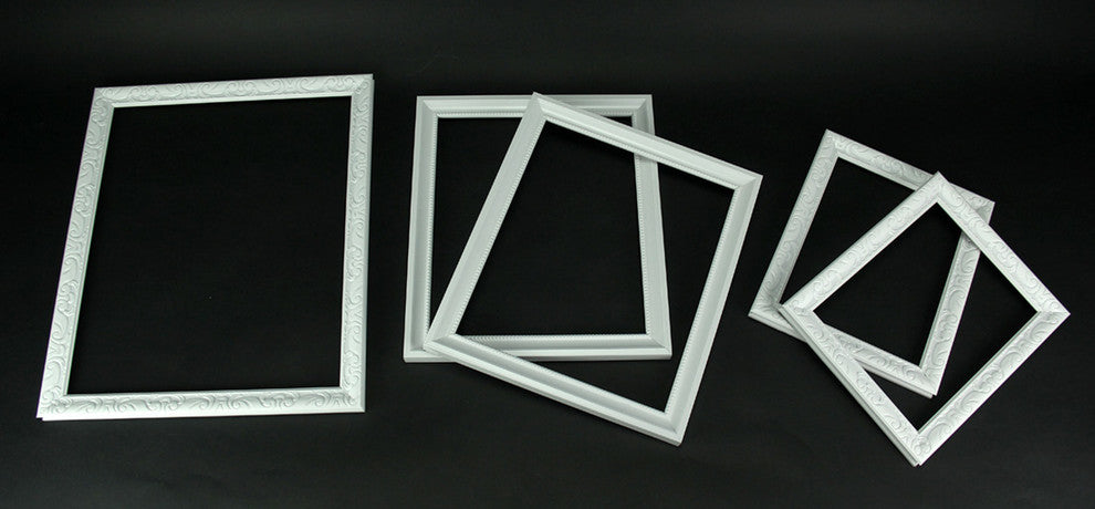 White Beveled Wood Look 5 Piece Gallery Wall Photo Frame Set