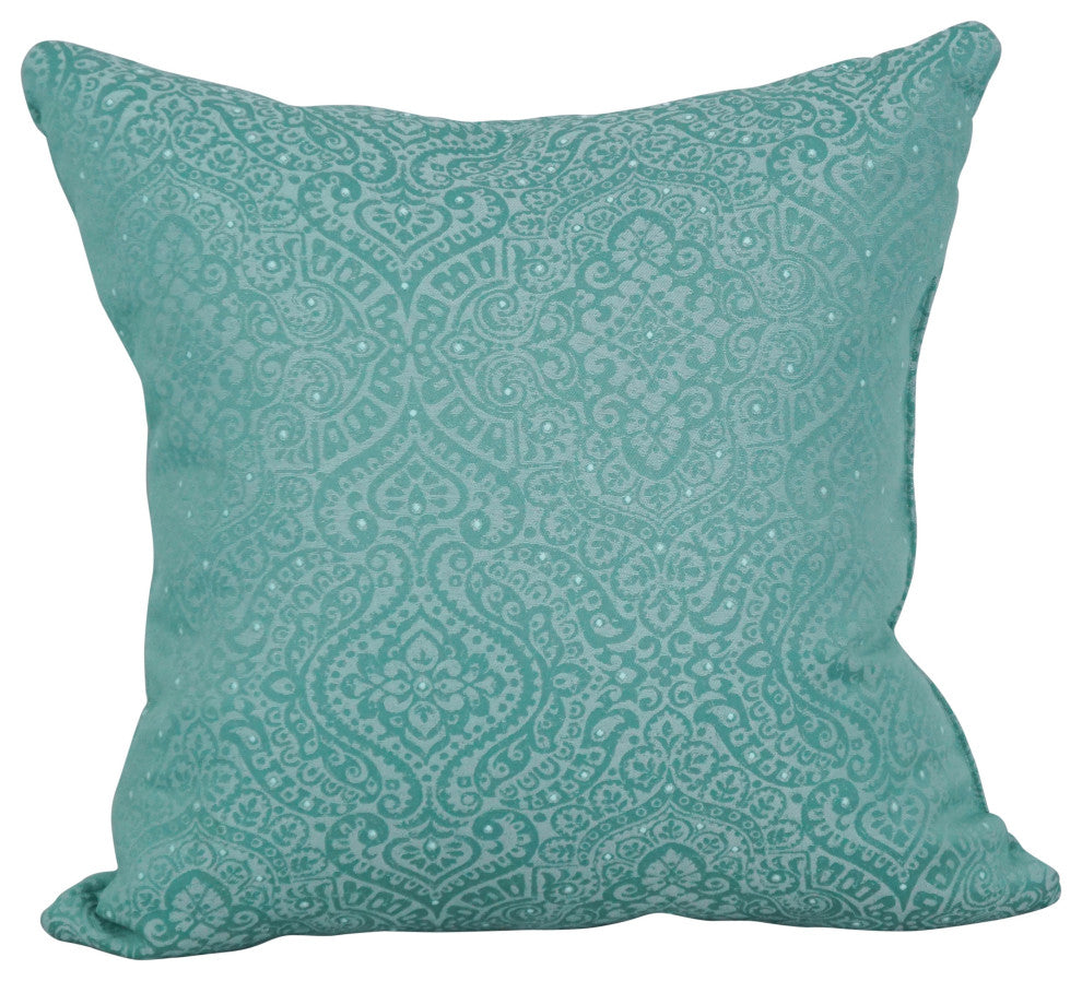 17" Jacquard Throw Pillows With Inserts, Set of 4, Mabul Seaglass
