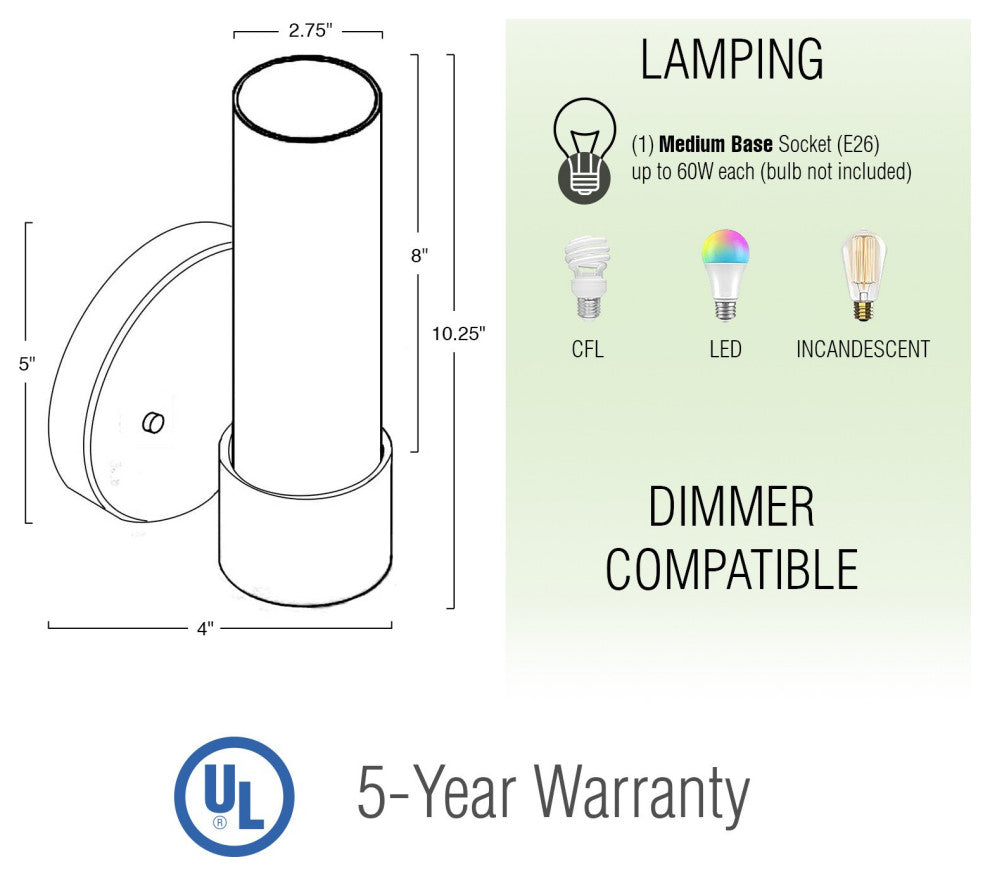 Kira Home Sol 10" Wall Sconce, Frosted Glass Shade, for Bathroom/, (2)
