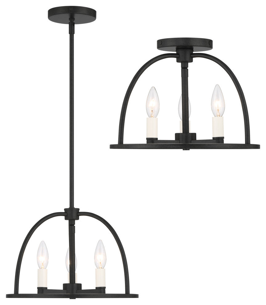 Abbott Three Light Ceiling Mount in Black