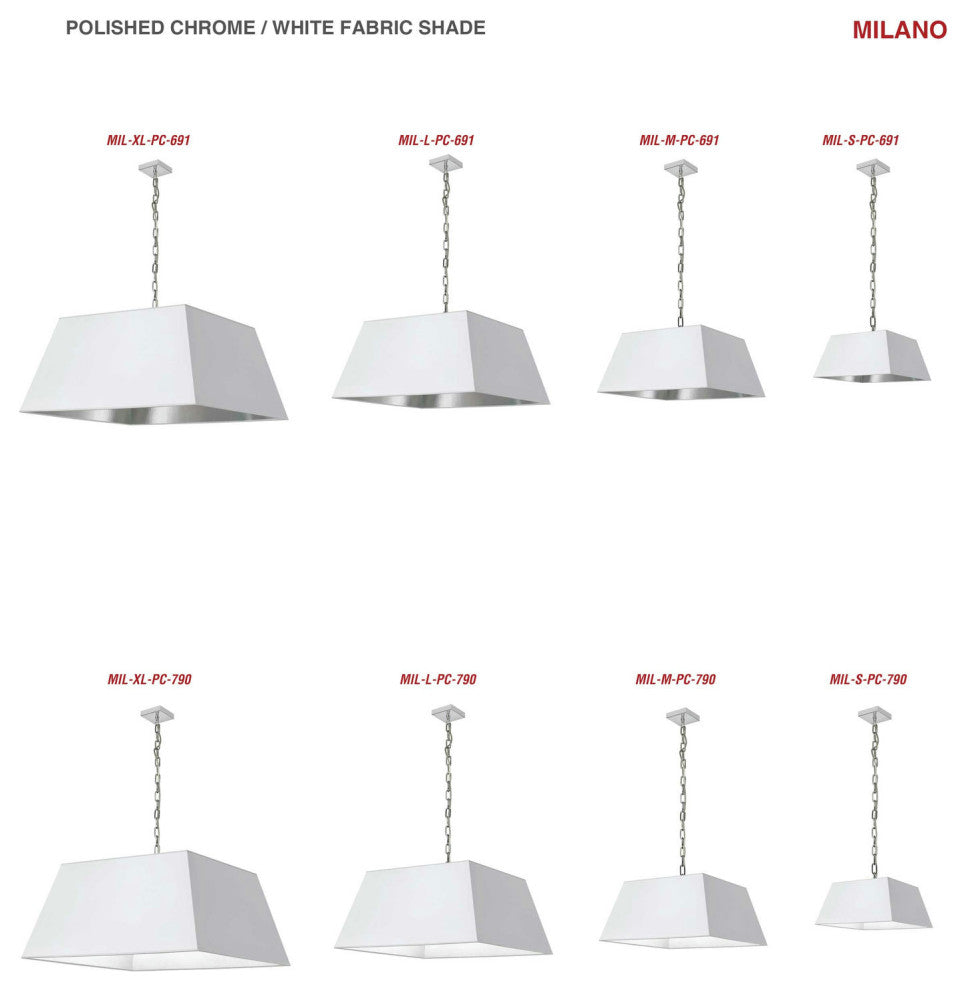 1 Light Medium Polished Chrome Milano Pendant White Shade