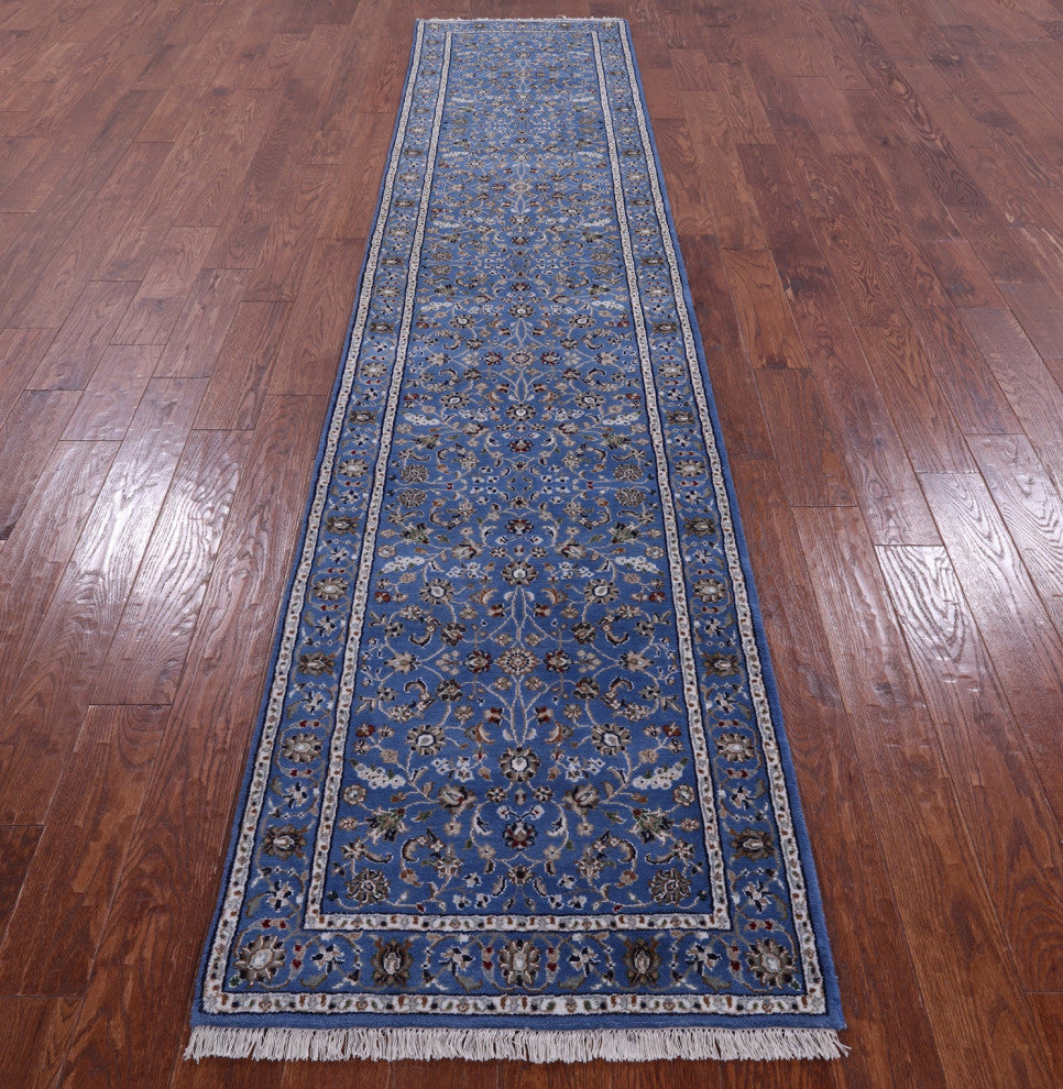Runner Persian Nain Hand Knotted Wool & Silk Rug 2' 7" X 12' 3" - Q13151