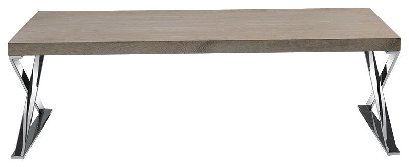 HomeRoots 15" Antique Ash Veneer and Steel Coffee Table
