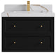 Roswell Floating 30" Single Sink Bath Vanity, Black 2" Calacatta Gold