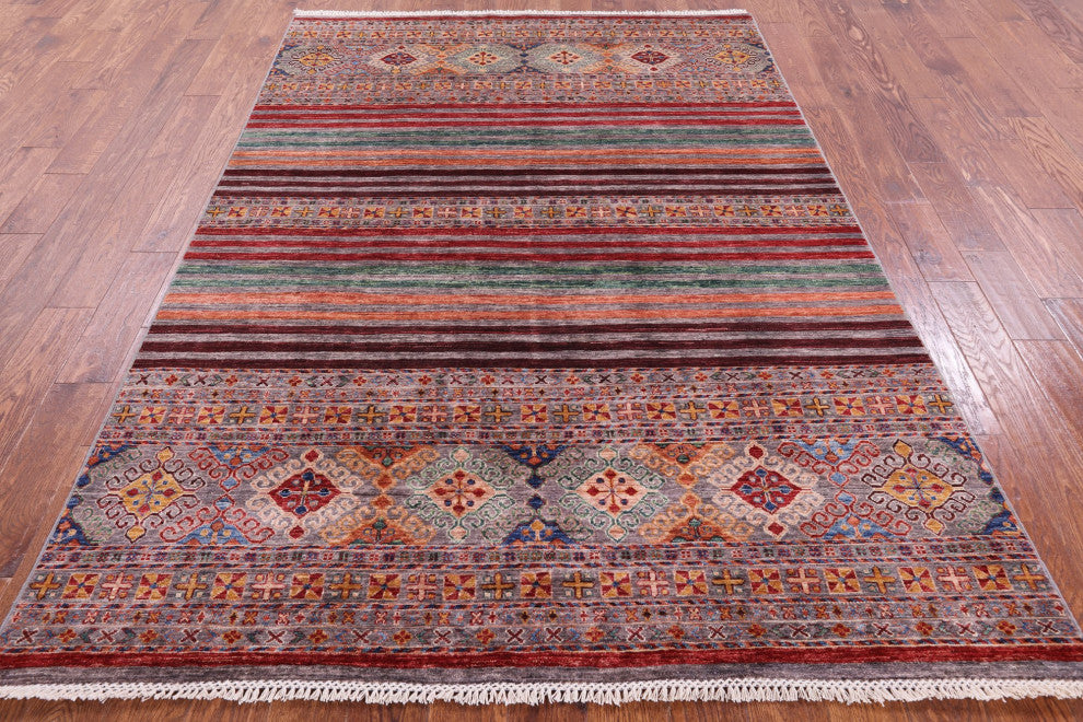 Handmade Khorjin Super Kazak Wool Rug 5' 10" X 8' 5" Q11312