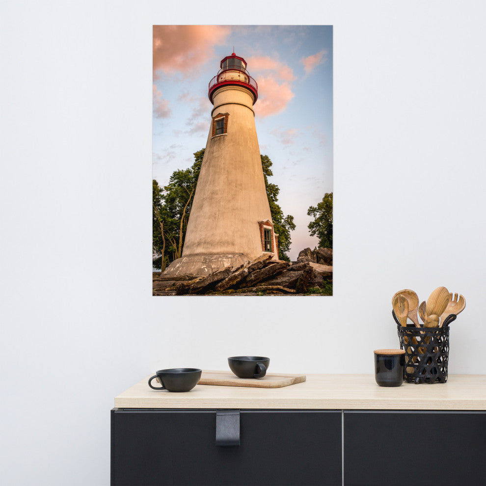 Marblehead Lighthouse at Sunset From the Shore Unframed Wall Art Prints, 24" X 36"