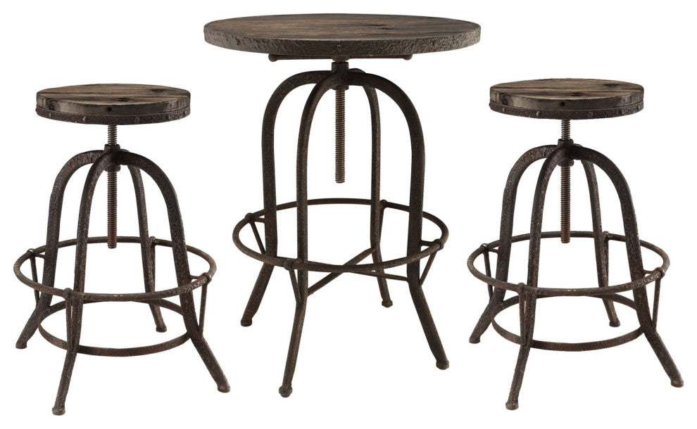 Modern Brown Gather 3 Piece Dining Set