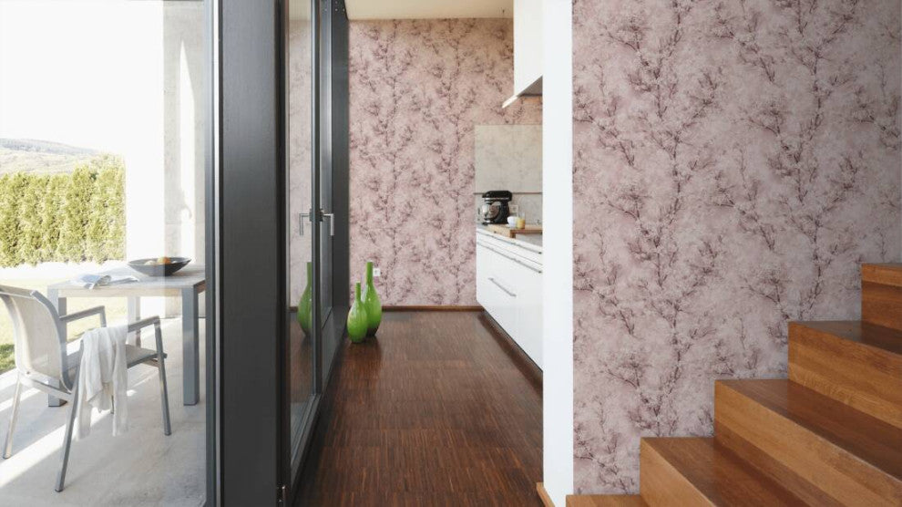 Floral Textured Wallpaper Featuring Tree Branches And Leaves, 374204