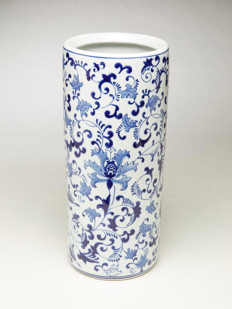 18" Blue and White Umbrella Stand
