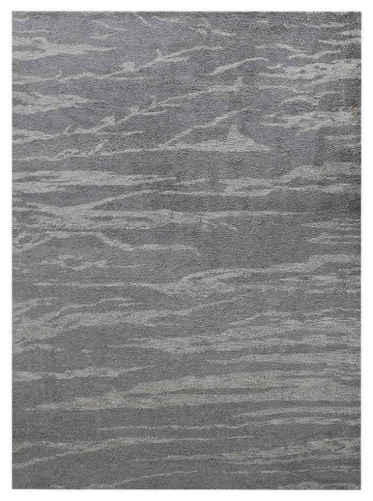 Hand Knotted Silk Area Rug Contemporary Gray Beige