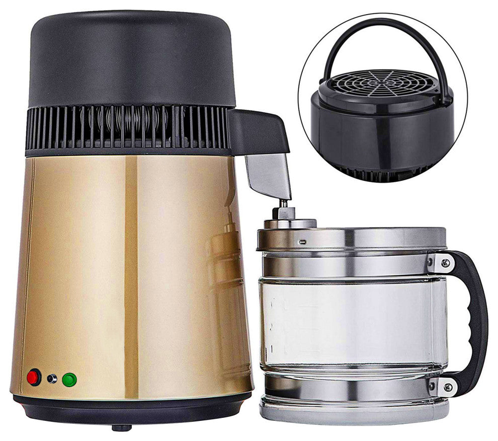 4L Water Distiller Stainless Steel Water Purifier Filter Glass Jar Kitch Medic, Champagne
