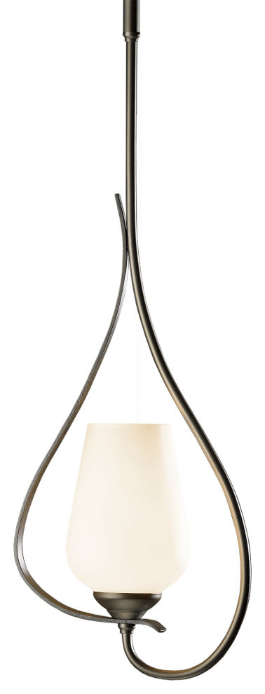 Flora Up Light Mini Pendant, Dark Smoke Finish, Opal Glass