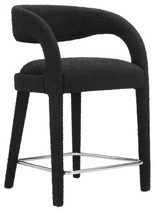 Pinnacle Boucle Upholstered Counter Stool Set of 2, Black Silver