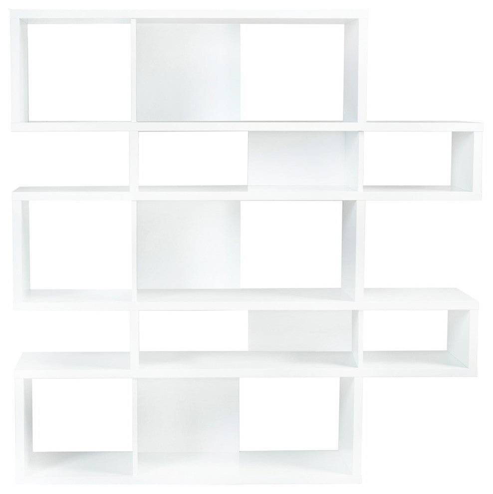 Modern Large Modular Display 2 Tone Shelves, White Frame/White Backs