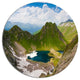 Mountain Lake View On Bright Day, Landscape Disc Metal Wall Art, 23"