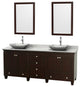 Acclaim Espresso DBL Vanity, Mirrors 80" White Carrera