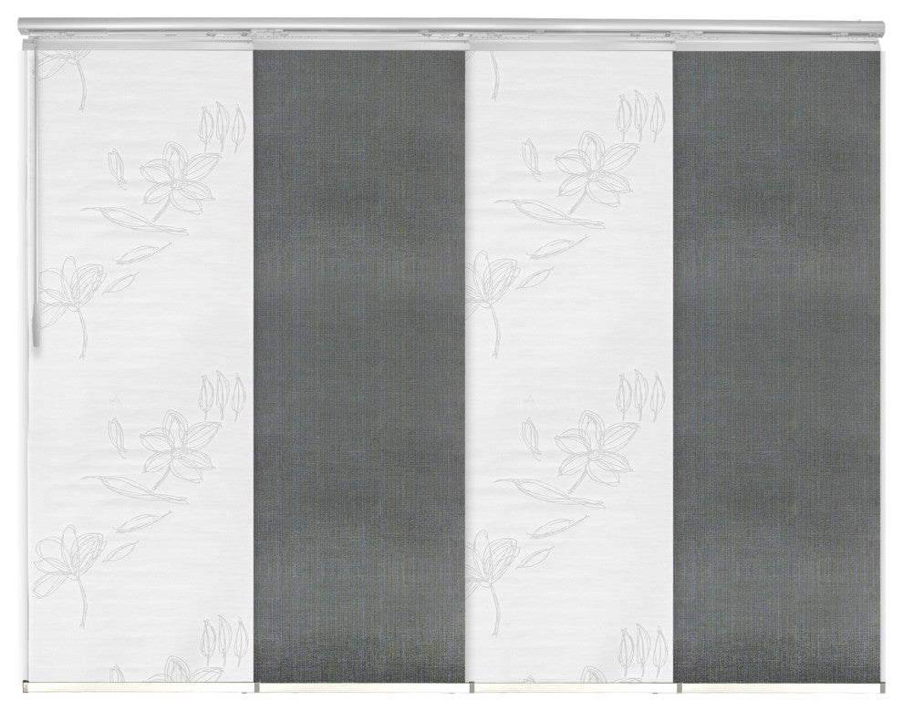 Flourishing White-Stormy 4-Panel Track Extendable Vertical Blinds 48-88"x94"