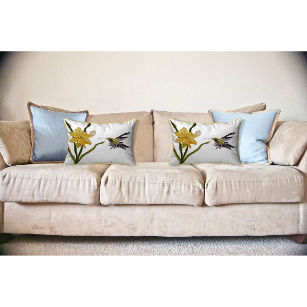 Yellow Hummingbird Large Indoor/Outdoor Pillow 16x20