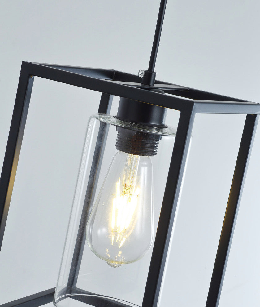 1-Light Rectangular Clear Glass Shade Pendant Lighting Chandelier