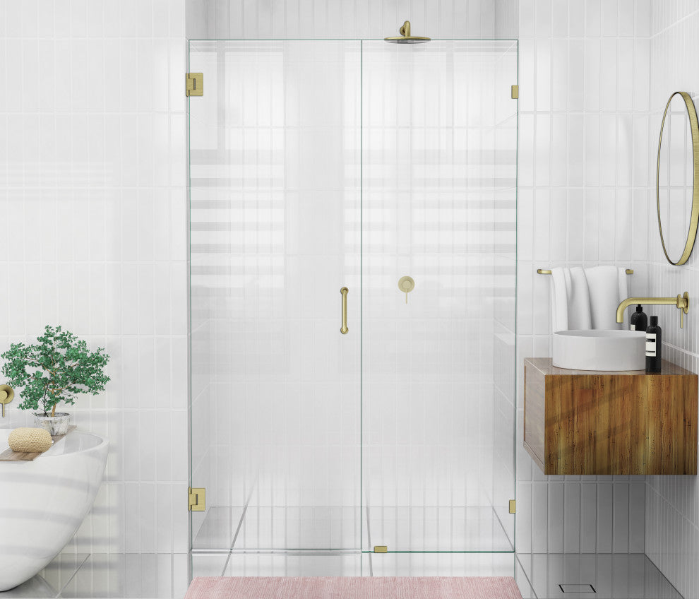 78"x54.75" Frameless Shower Door Wall Hinge, Satin Brass