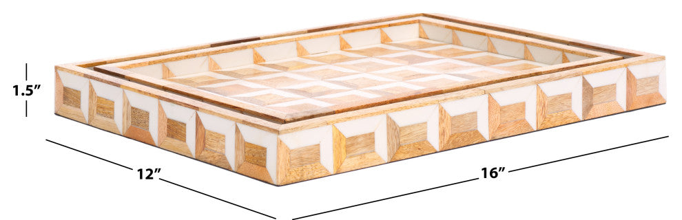 Safavieh Aria Tray, Set of 2, Antique Ivory/Natural Brown