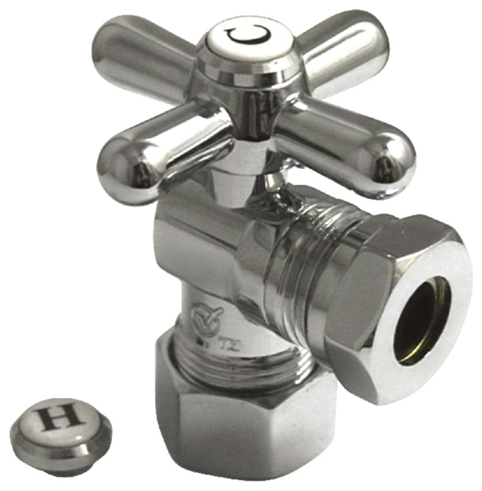Kingston 5/8" OD Comp X 1/2" X 7/16" OD Angle Stop w/Handle, Polished Chrome