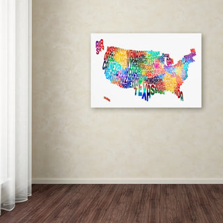 "United States Typography Text Map 2" Canvas Art by Michael Tompsett