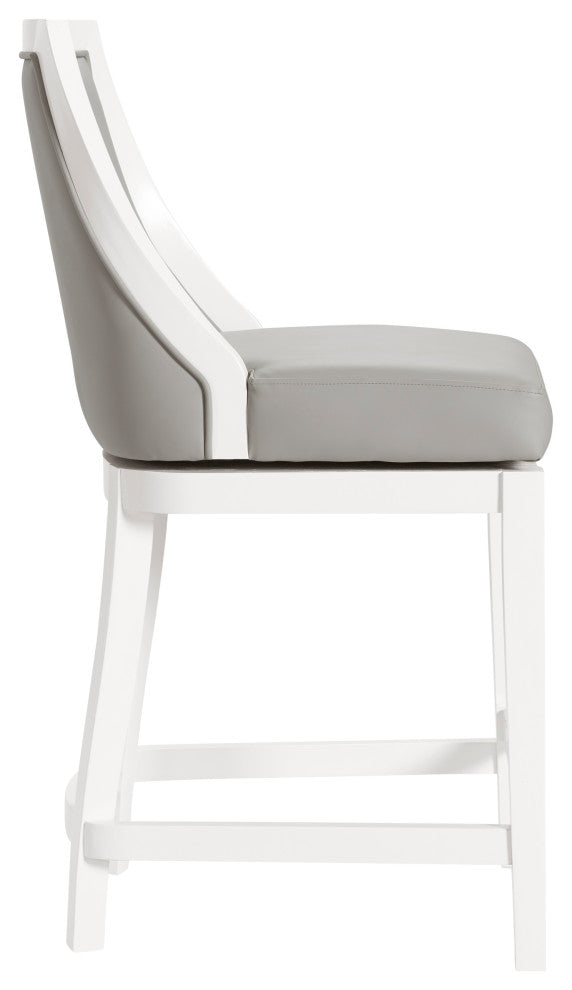 Ellie Bar Stool With Back, White, Counter Height