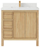 Elizabeth 36 Center Sink Bath Vanity in Light Natural Teak 2" White Quartz